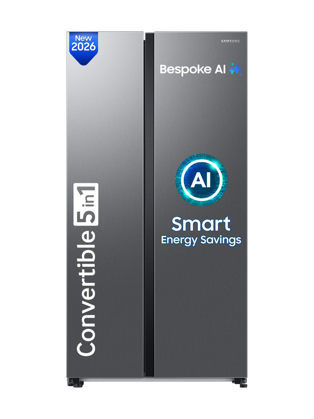 Samsung 653 L Frost Free Side by Side 3 Star Refrigerator  with AI and WiFi, Convertible 5-in-1, Digital Inverter(Refined Inox, RS76CG8003S9HL)
