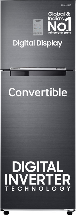 Samsung 256 L Frost Free Double Door 3 Star Convertible Refrigerator  with Digital Inverter and Display(Luxe Black, RT30C3733BX/HL)