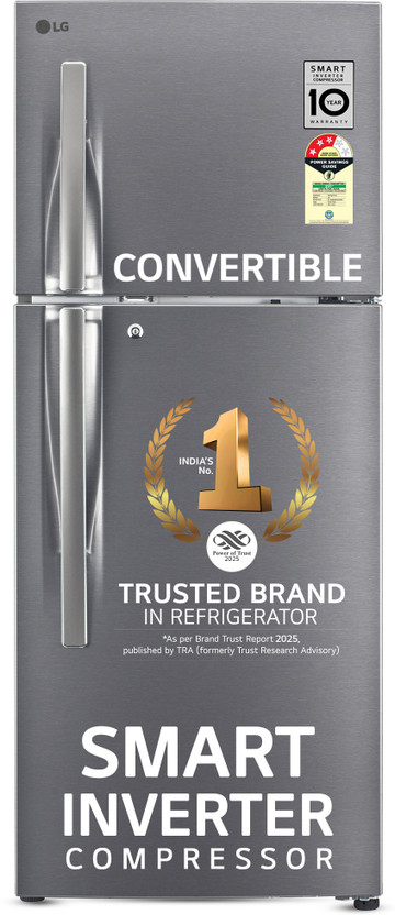 LG 240 L Frost Free Double Door 3 Star Convertible Refrigerator  with Smart Inverter Compressor(Dazzle Steel, GL-S292RDSX)