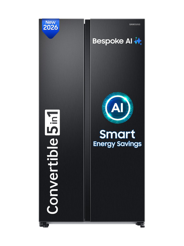 Samsung 653 L Frost Free Side by Side 3 Star Refrigerator  with AI and WiFi, Convertible 5-in-1, Digital Inverter(Black DOI, RS76CG8003B1HL)