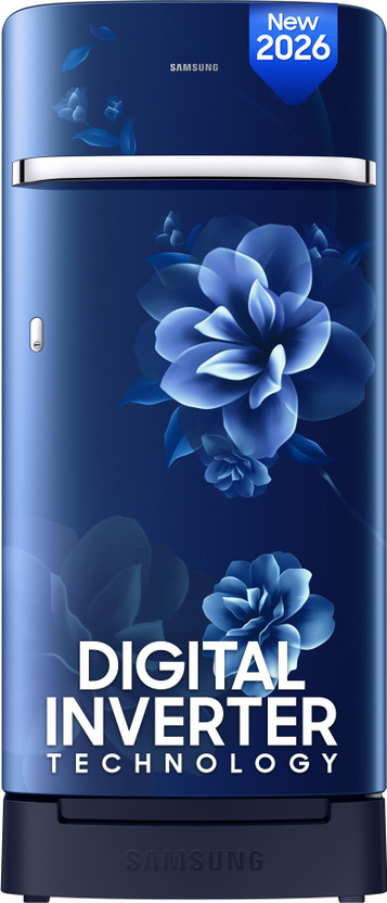 Samsung 189 L Direct Cool Single Door 5 Star Refrigerator with Base Drawer(Camellia Blue, RR21H2H25CU/HL)