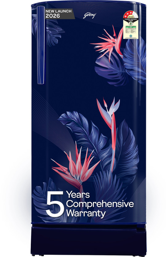 Godrej 183 L Direct Cool Single Door 3 Star Refrigerator  with Jumbo Vegetable Tray and Toughened Glass Shelves(Floral Blue, RD R190C THF FR BL)