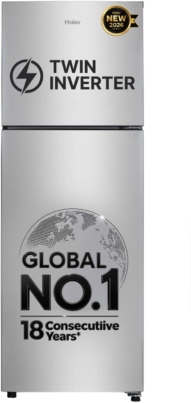 Haier 240 L Frost Free Double Door 2 Star Refrigerator(Moon Silver, HEF-252EGS-P)