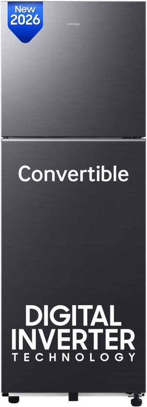 Samsung 256 L Frost Free Double Door 3 Star Refrigerator  with Convertible, Digital Inverter, 2026 Model(BLACK DOI, RT40H30U3FHL)