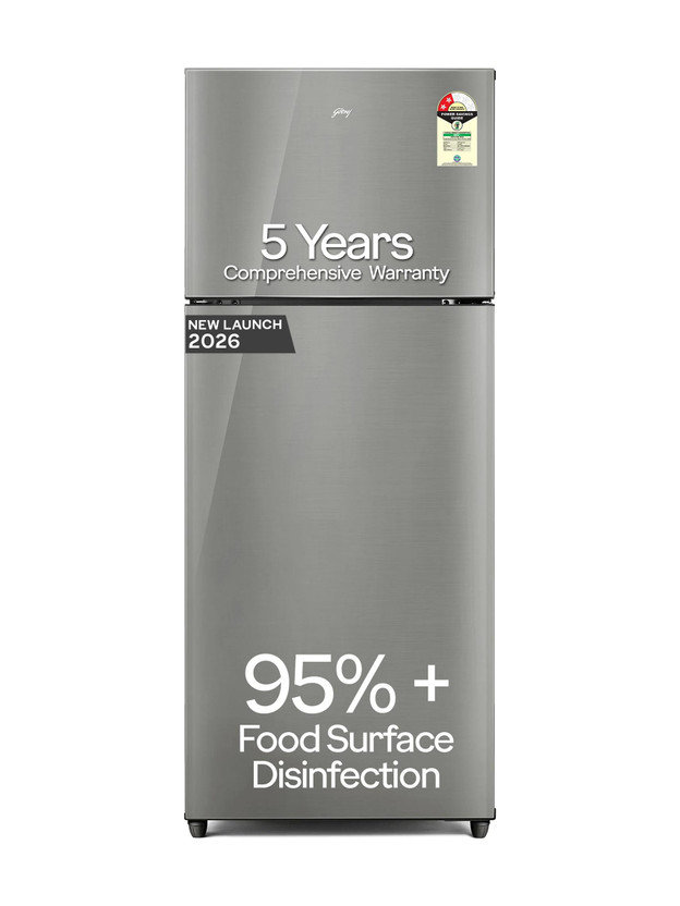 Godrej 238 L Frost Free Double Door 2 Star Refrigerator  with Advanced Inverter and 95%+ Food Surface Disinfection(Steel Glow, 253B RI ST GL)