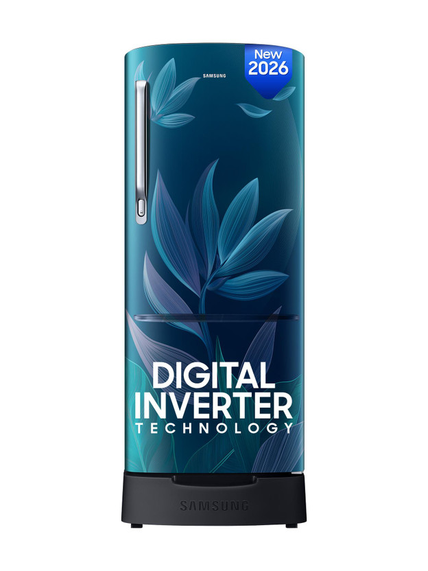 Samsung 183 L Direct Cool Single Door 4 Star Refrigerator with Base Drawer  with Digital Inverter, Single Touch Defrost, 2026 Model(Paradise Bloom Blue, RR20H28249U/NL)