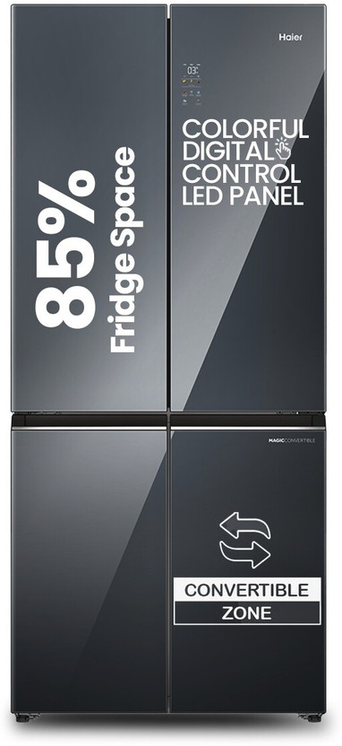 Haier 520 L Frost Free French Door Bottom Mount 3 Star Convertible Refrigerator  with Inverter, Wi-Fi, Colourful Display Panel, My Zone, Sun Lit Interior(Mirror Glass, HRB-600MGU1)