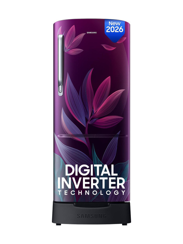 Samsung 183 L Direct Cool Single Door 4 Star Refrigerator with Base Drawer  with Digital Inverter, Single Touch Defrost, 2026 Model(PARADISE BLOOM PURPLE, RR20H28249R/NL)