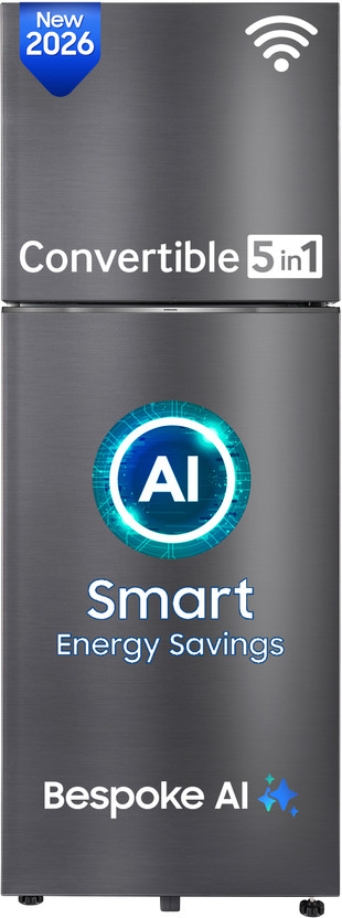 Samsung 419 L Frost Free Double Door 3 Star Refrigerator  with Convertible 5-in-1, Wifi Enabled, Bespoke AI, Digital Inverter, 2026 Model(BLACK DOI, RT45HG6A43B1HL)