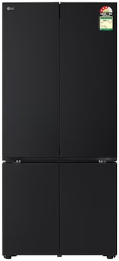 LG 610 L Frost Free French Door Bottom Mount 3 Star Convertible Refrigerator(Black Glass Finish, GV-B25FFGMB)