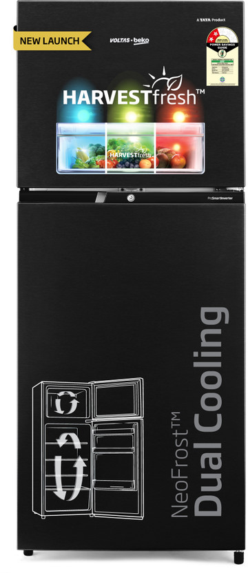 Voltas Beko 320 L Frost Free Double Door 2 Star Refrigerator(Wooden Black, RFF370D / WPV300RXBO)