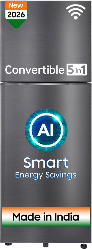 Samsung 419 L Frost Free Double Door 3 Star Refrigerator  with Convertible 5-in-1, Wifi Enabled, Bespoke AI, Digital Inverter, 2026 Model(BLACK DOI, RT45HG6A43B1HL)