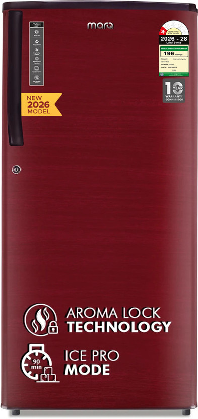 MarQ by Flipkart 183 L Direct Cool Single Door 1 Star Refrigerator  with Toughened Glass Shelves and Large Vegetable Basket(Solid Wine, 180BD2MQ24-SW)