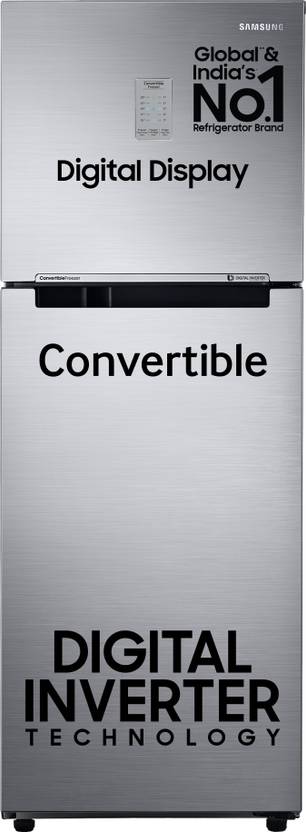Samsung 236 L Frost Free Double Door 3 Star Convertible Refrigerator  with Digital Inverter and Display Elegant Inox, RT28C3733S8/HL