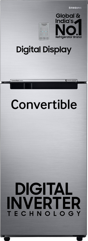 Samsung 236 L Frost Free Double Door 3 Star Convertible Refrigerator  with Digital Inverter and Display(Elegant Inox, RT28C3733S8/HL)
