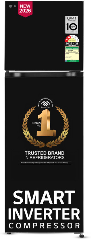 LG 276 L Frost Free Double Door 2 Star Convertible Refrigerator  with Convertible, Smart Mode, Multi Air Flow, Deodorizer, Works Without Stabilizer, Inverter Compressor, Auto connect & 2026 Model(Onyx Black, GLT2826XWOB)