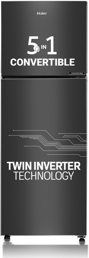 Haier 240 L Frost Free Double Door 3 Star Convertible Refrigerator  with Convertible 5 in 1Turbo Icing(GE Black, HEF-253GB-P)