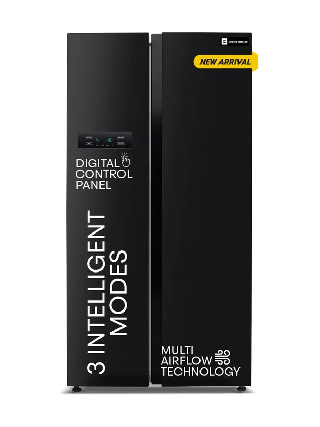realme TechLife 584 L Frost Free Side by Side Refrigerator  with Farm Fresh Technology, Inverter Compressor, and Digital Control Panel(Black, 584MS025RMB)