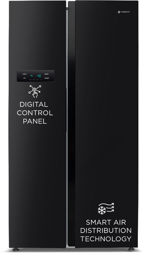 MOTOROLA 584 L Frost Free Side by Side Refrigerator  with Intelligent LED Touch Control Panel and Smart Adaptive Cooling(Black, 584MS025MRB)