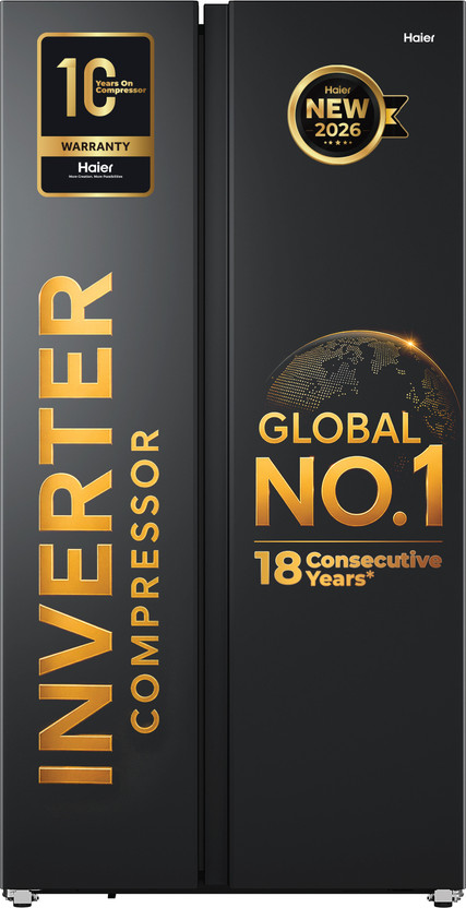 Haier 540 L Frost Free Double Door 3 Star Refrigerator  with Inverter , (360 Magic Cooling for Uniform Freshness, Dual Fresh Drawers for freshness, Deo Fresh Technology, 2026 Model)(LUXE BLACK, HRS-615LB)