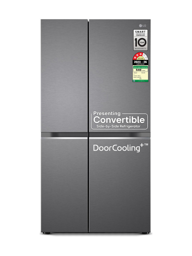 LG 650 L Frost Free Side by Side Convertible Refrigerator  with Smart Inverter Compressor, Door Cooling+, Multi Air Flow & Smart Diagnosis(Steel, GL-B257HDS3)