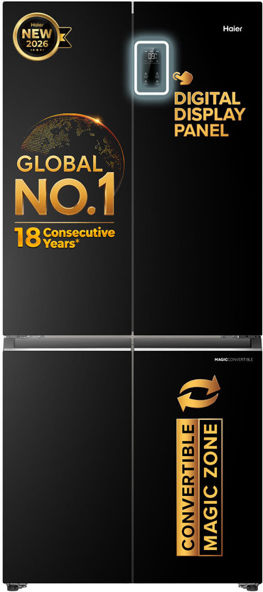 Haier 520 L Frost Free Multi-Door 3 Star Convertible Refrigerator  with Lumiere Triple Inverter French Door Side by Side (Magic Zone, Deo Fresh Technology, 2026 Model)(Ebony Black, HRB-600EK)