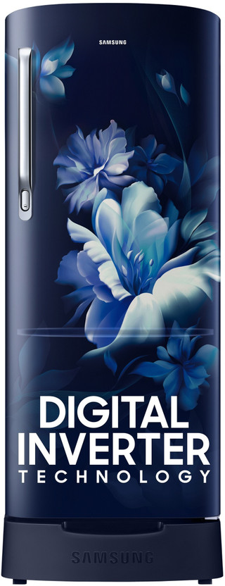 Samsung 183 L Direct Cool Single Door 5 Star Refrigerator with Base Drawer  with Digital Inverter(Midnight Blossom Blue, RR20D2825UZ/NL)