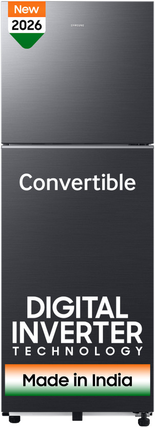 Samsung 256 L Frost Free Double Door 3 Star Refrigerator  with Convertible, Digital Inverter, 2026 Model(BLACK DOI, RT40H30U3FHL)