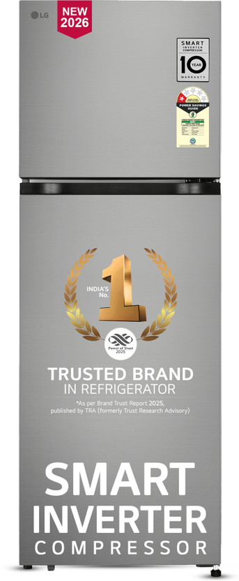 LG 251 L Frost Free Double Door 1 Star Refrigerator  with Smart Inverter Compressor and Multi Air Flow with Max Fresh Zone(Shiny Steel, GLT2516WWPZ)