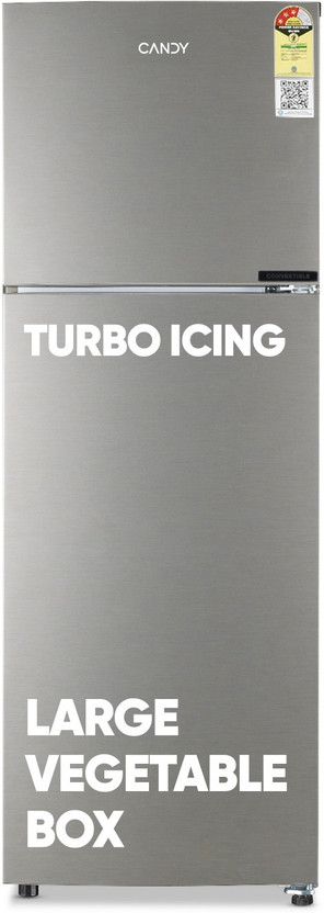 CANDY 240 L Frost Free Double Door 2 Star Refrigerator  with Auto frost , large Fruit and Vegetable Space(Moonsilver, CDD2652MS)