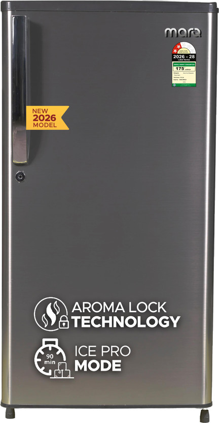 MarQ by Flipkart 183 L Direct Cool Single Door 2 Star Refrigerator  with Toughened Glass Shelves and Large Vegetable Basket(Steel Grey, 180BD3MQ24-G)