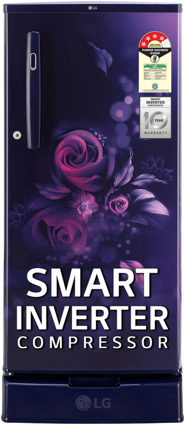 LG 185 L Direct Cool Single Door 4 Star Refrigerator with Base Drawer  with Smart Inverter Compressor(Blue Euphoria, GL-D199OBEY)