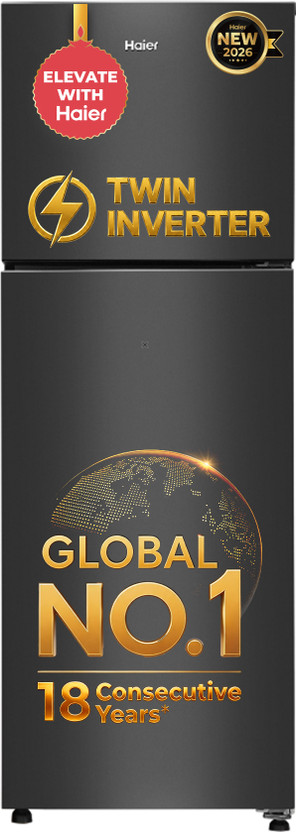 Haier 240 L Frost Free Double Door 2 Star Refrigerator  with Twin Inverter(GE Black, HEF-252EGBA-P)