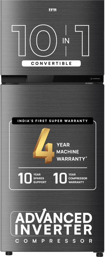 IFB 241 L Frost Free Double Door 2 Star Convertible Refrigerator  with 10-in-1 Convertible, 30 Hrs Cooling Retention, Big Vegetable Box with Humidity Controller (30 Days Fresh), XL Bottle Bin, Advanced Inverter Compressor & 4 Year Super Warranty(Onyx Grey, IFBFF-291BYOSET)