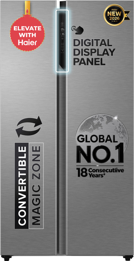 Haier Haier 596 L Frost Free Side by Side Convertible Refrigerator  with Expert Inverter 2-Door,3 Star , (Magic Convertible, Deo Fresh Technology, 2026 Model)(Shiny Steel, HES-690SS-P) - Flipkart Deal