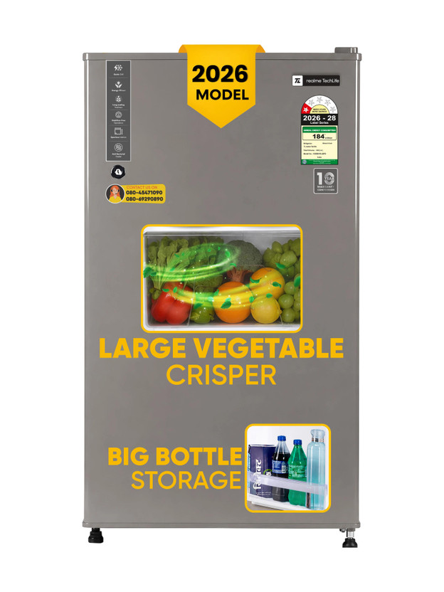 realme TechLife 100 L Direct Cool Single Door 1 Star Refrigerator(Titan Grey, 100DD1RL26F0 (TG))