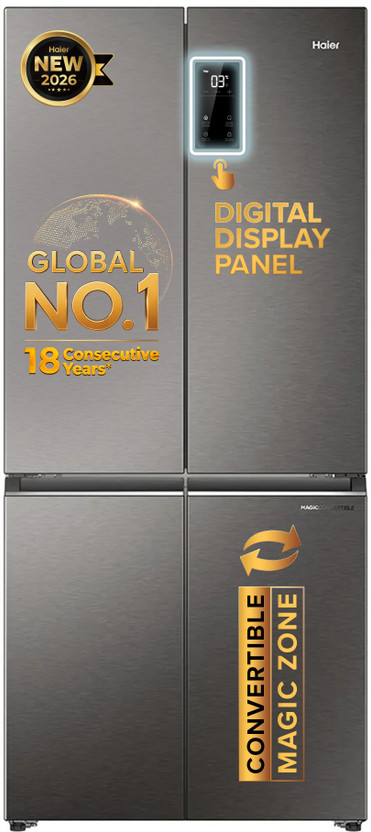 Haier 520 L Frost Free French Door Bottom Mount 3 Star Convertible Refrigerator  with Triple Inverter (2026 Model)(Inox Steel, HRB-600IS)