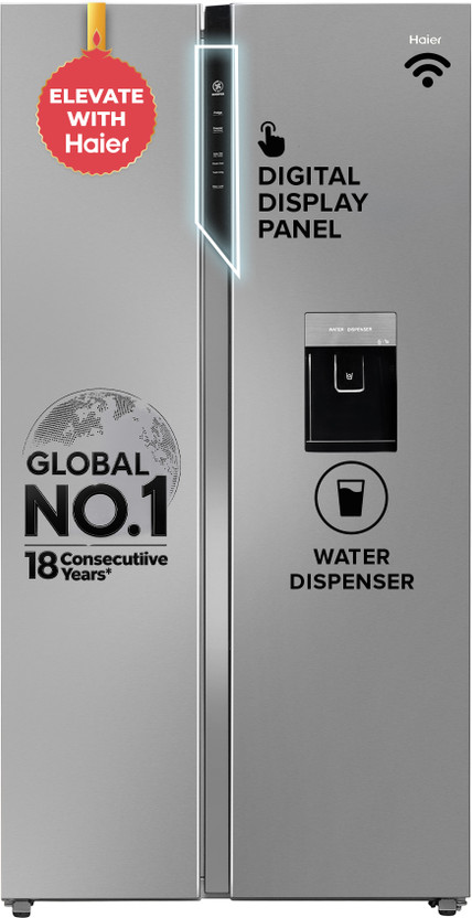 Haier Haier 596 L Frost Free Side by Side Convertible Refrigerator  with Expert Inverter Smart Sense AI enabled 2-Door , 3 Star ,(Magic Convertible, In-built Water Dispenser, 2026 Model)(Shiny Steel, HRS-682SWDU1) - Flipkart Deal