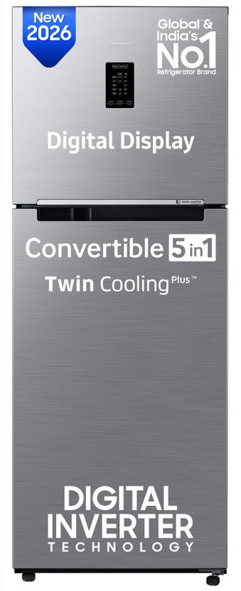Samsung 301 L Frost Free Double Door 2 Star Refrigerator(REFINED INOX, RT31H4522S9/HL)