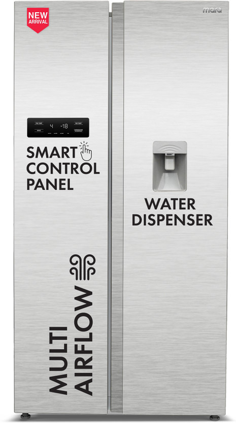 MarQ by Flipkart 584 L Frost Free Side by Side Refrigerator  with Water Dispenser, Fresh Lock and Multi Airflow Technology(Silver, 584MS025MQSD)