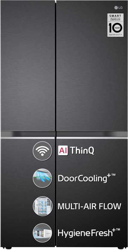 LG 655 L Frost Free Side by Side Refrigerator  with Smart Inverter Compressor, AI ThinQ (Wi-Fi), Door Cooling+ & Hygiene Fresh+(Matte Black, GL-B257EMCX)