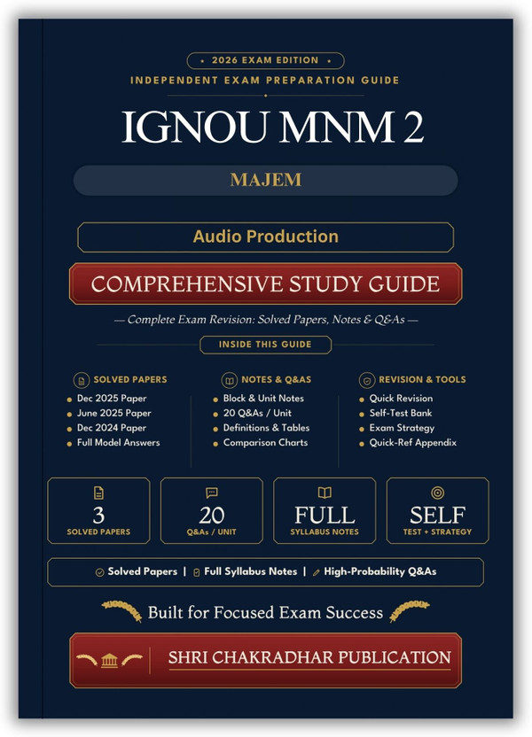 IGNOU IGNOU MNM-002 Book (Audio Production) | Study Guide(A5 PAPERBACK, Shri Chakradhar Publication (SCP Panel of Experts) / BK Sahni) - Flipkart Deal