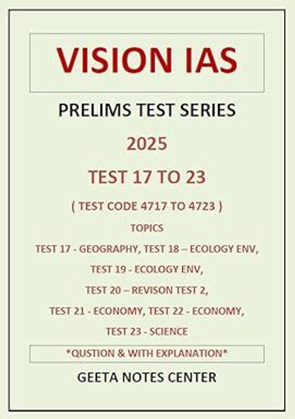 Vision IAS UPSC Prelim Test Series 2025 Test 17to23 | English Medium Photocopy(SPIRAL, VISION IAS)