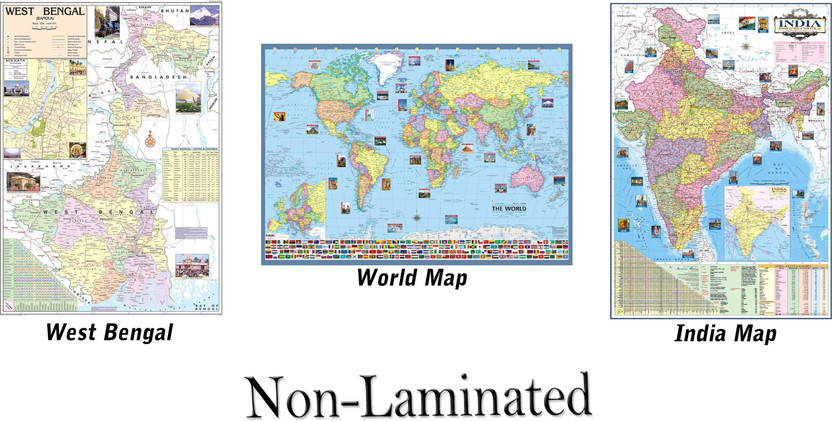 India Map , World Map And West Bangal Map. Size : 40"x28" Inch. With Important Fact And Figure. Ideal Map For Aspirant Of UPSC , PCS , SSC , RAILWAY Exams And Other Competitive Exams. Updated Map(Paperback, RockScore)