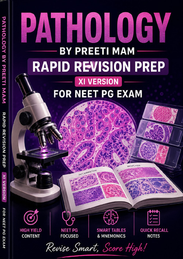 Pathology Rapid Revision Handbook For NEET PG | PYQ Based Learning | High Yield Content(SPIRAL BINDING, MAM)