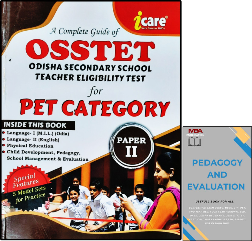 Flipkart OSSTET

ODISHA SECONDARY SCHOOL TEACHER ELIGIBILITY TEST

for PET CATEGORY

INSIDE THIS BOOK

Language- I (M.I.L.) (Odia)

Language- II (English)

Physical Education

Child Development, Pedagogy, School Management & Evaluation

Special Features 5 Model Sets For Practice(Paperback, ICARE & MBA) - Flipkart Deal