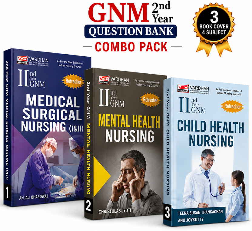 GNM GNM 2nd Year Question Bank 3 Book Set Covering 4 Subjects IN ENGLISH | Medical Surgical Nursing I & II, Mental Health Nursing & Child Health Nursing | As Per Latest Indian Nursing Council Syllabus | Important Questions & Exam Preparation(Paperback, Pankaj Sharma) - Flipkart Deal