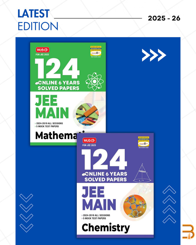 124 JEE Main Chemistry And Mathematics (Set Of 2) Online (2024-2019 All Session) 6 Previous Years Solved Papers (PYQ) For 2025 Exam | Get Free Access Of Smart Book With 5 Mock Test Paper(Paperback, MTG Editorial Board (Author))