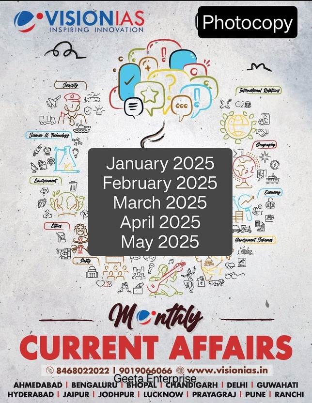 Vision Ias Monthly Current Affairs Magazine January To May 2025 Bk/wh Photocopy(Staple bound, Vision ias)