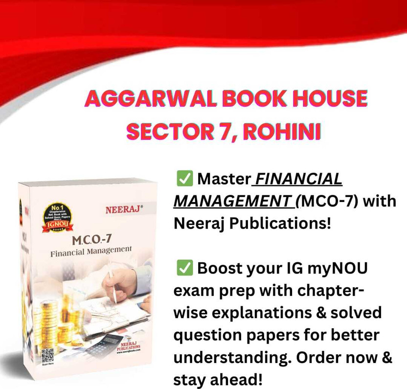 Neeraj Publication MCO 7 ENGLISH Medium (Financial Management) M.Com IGNOU Help Book With Solved Previous Years Question Papers And Important Exam Notes (Paperback). [Paperback Bunko] NEERAJ PUBLICATIONS [Paperback Bunko] NEERAJ PUBLICATIONS Paperback(Paperback, NEERAJ EXPERTS)